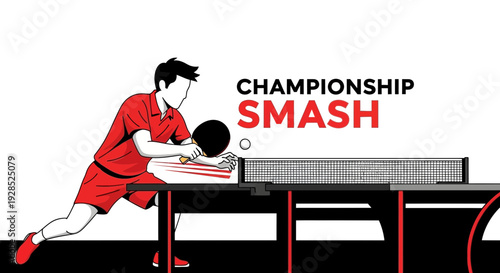 Championship Table Tennis Smash Action Depicted In Vibrant And Dynamic Vector Illustration