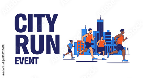 City Run Event: A Vibrant Illustration Of Urban Marathon In A Dynamic Cityscape