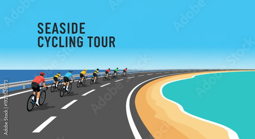 Coastal Cycling Adventure: Scenic Ride Along the Coastline with Cyclists Enjoying the View