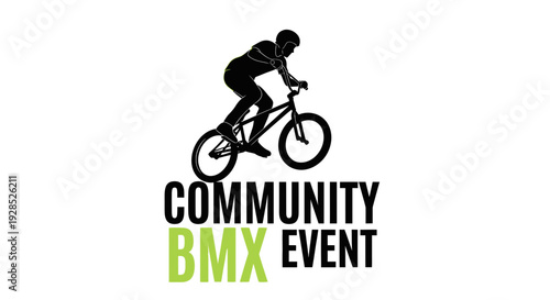 Community BMX Event Illustration Featuring Silhouette Cyclist Action on Bicycle
