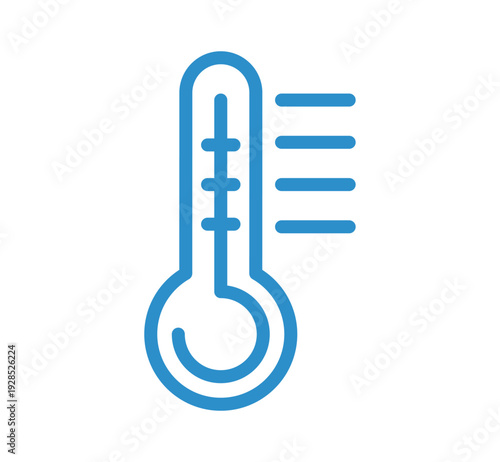 Thermometer icon with temperature scale, measurement of heat and cold for weather, health, science and climate control minimal flat vector illustration.
