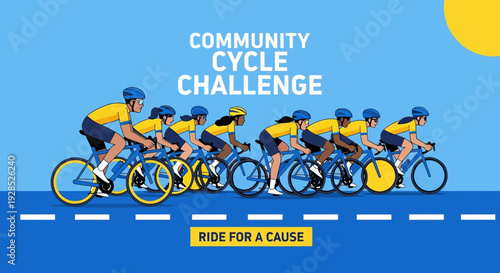 Community Cycling Challenge Featuring A Group Of Cyclists Riding For A Cause