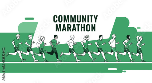 Community Marathon Depicts Runners Showing Dedication And Participation In Athletic Events