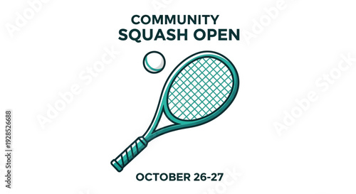 Community Squash Tournament: A Colorful Illustration of a Racket and Ball Concept
