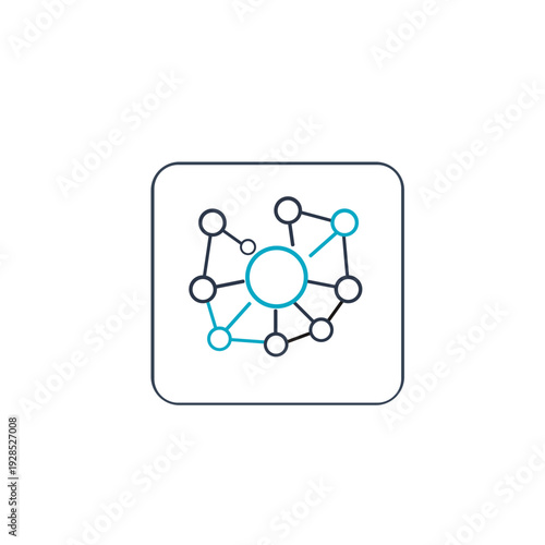 AI neural network nodes icon, artificial intelligence connection system outline vector