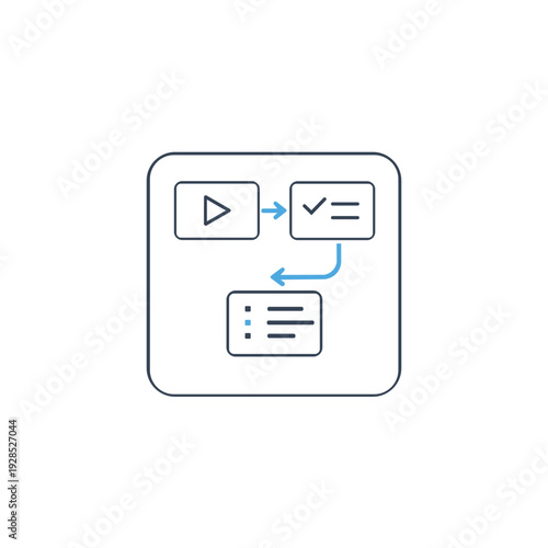 AI workflow automation icon, artificial intelligence process system outline vector
