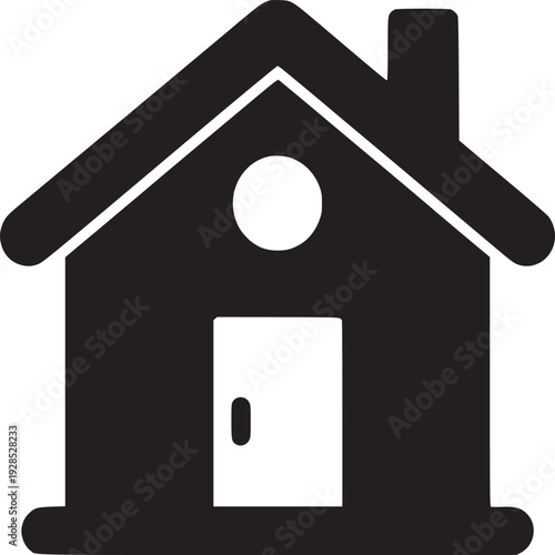 Simple black house icon symbolizing home ownership and real estate investment opportunities