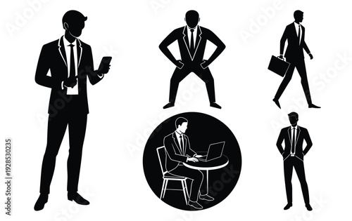 Corporate Business People Silhouettes - Modern Vector Illustration