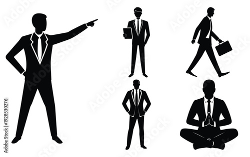 Corporate Business People Silhouettes - Diverse Poses for Presentations and Marketing Materials