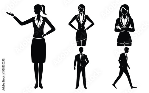 Corporate Business People Silhouettes - Vector Illustration