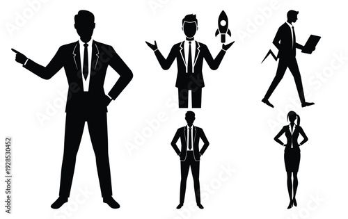 Corporate Business People Silhouettes - Vector Illustration for Presentations and Marketing Materials