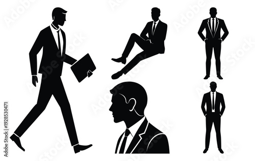 Corporate Business People Silhouettes - Vector Illustration for Professional Design