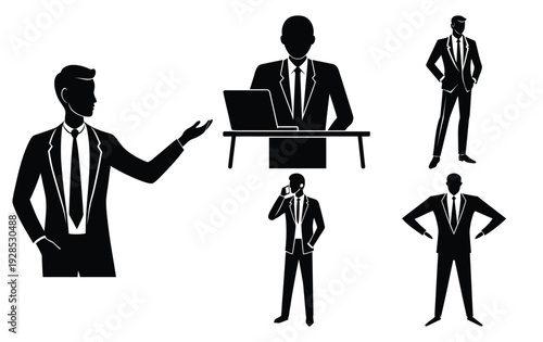 Corporate Business People Silhouettes - Vector Illustration Set