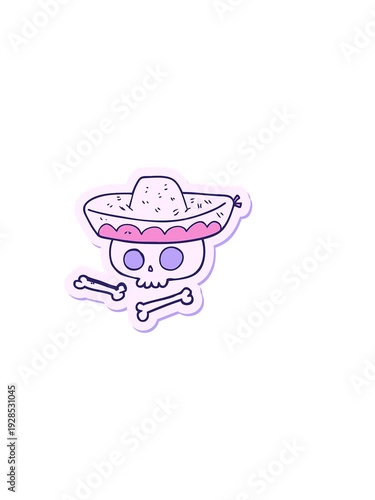 Wallpaper Mural horizontally vibrating animation of sticker of a cartoon skull in mexican hat Torontodigital.ca