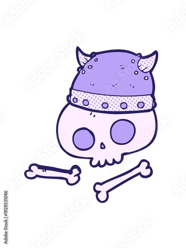 Wallpaper Mural shaking motion animation of freehand drawn cartoon viking helmet on skull Torontodigital.ca