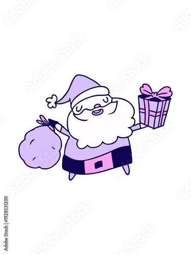 Wallpaper Mural neon light effect animation of hand drawn christmas cartoon of kawaii santa Torontodigital.ca