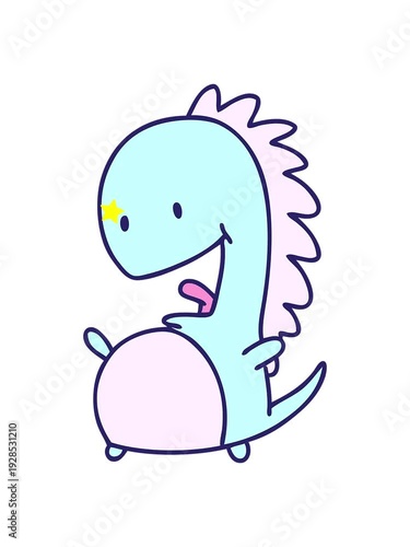 Wallpaper Mural twinkling stars effect animation of cartoon of a happy dinosaur Torontodigital.ca