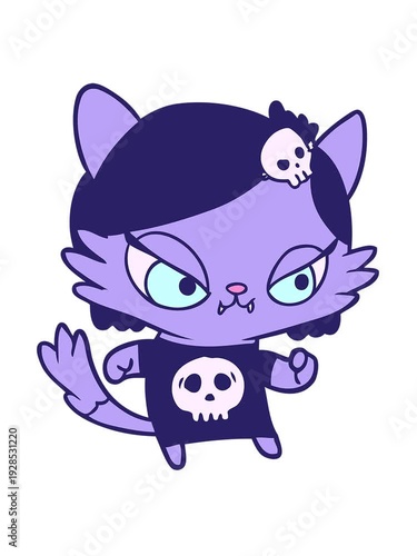 Wallpaper Mural jiggle motion animation of cute cartoon of tough cat girl Torontodigital.ca