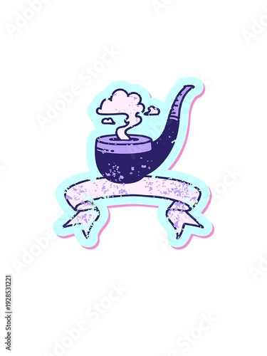 Wallpaper Mural jumping motion animation of worn old sticker with banner of a smokers pipe Torontodigital.ca