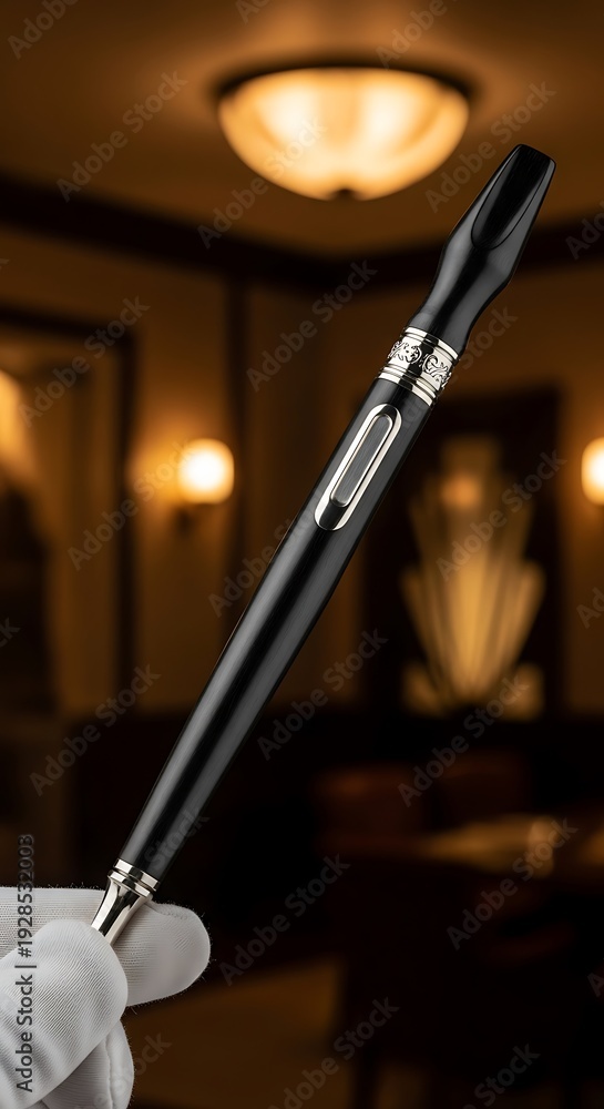 Naklejka premium Elegant Vape Pen Presentation - A Close-Up in a Sophisticated Setting.