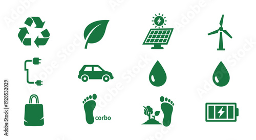 Green Energy and Eco- Friendly Icons Set recycling symbol