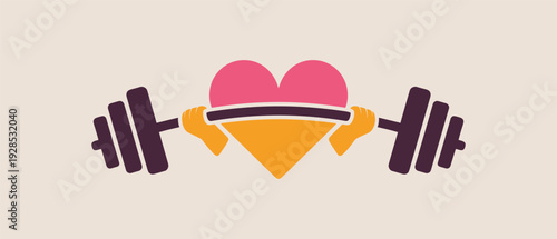 Heart Shape Lifting Barbell Fitness Symbol health exercise