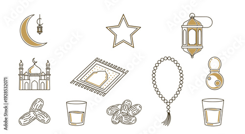 Islamic Ramadan Icons Collection mosque lantern