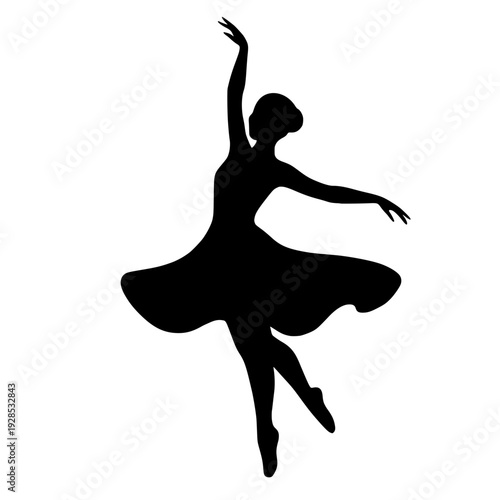 Ballerina Silhouette, Black silhouette of a ballerina dancing gracefully