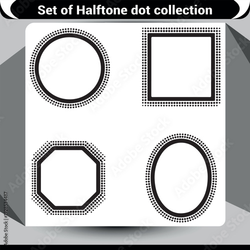 Clean Geometric Frames with Subtle Halftone Dot Borders: Circle, Square, Octagon, Oval