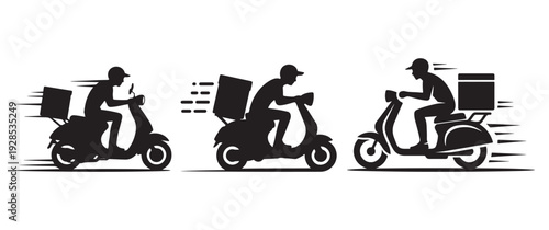 Motorcycle delivery courier icons