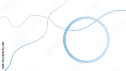 Modern abstract background with wavy lines and a ring in a gradient blue fill on a white background