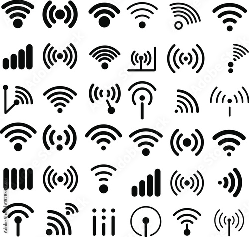 Modern Wireless Connectivity Line Icon Set
