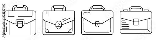 Four different vintage or modern looking briefcase bag designs in black and white