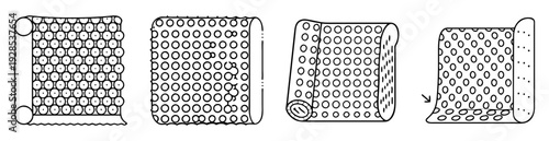 Collection of black and white dotted rolls suitable for bathroom or camping