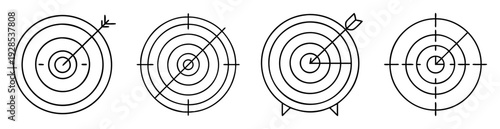 Different target outcomes with arrow placements and line variations for demonstration