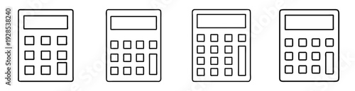 Four Simple Black and White Outlined Calculators in a SidebySide Arrangement