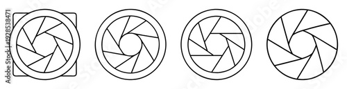 Four Variations of Camera Aperture, Isolated and in Black and White