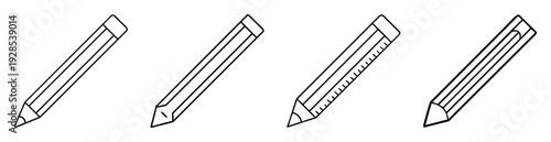 Collection of four monochrome pencil illustrations with different lead tip designs
