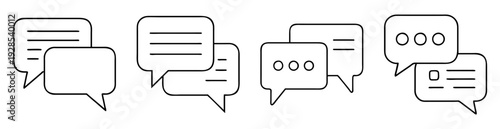 Set of dialogue bubbles representing conversations, social media, and digital communication