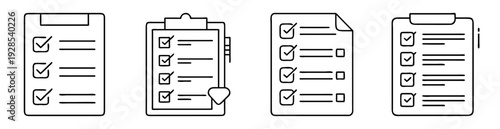 Four different versions of checklists, each showcasing checkmarks and blank lines
