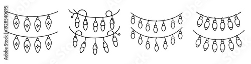 A collection of four festive light string doodles perfect for holidays