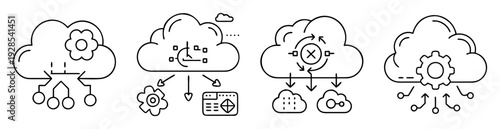 Cloud computing architecture diagram showcasing various network and technology implementations
