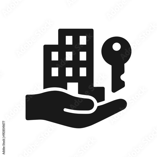 Real estate and property management solid black icon set vector illustration