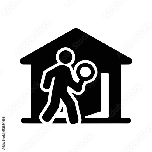 Home inspection and property search solid black icon set vector illustration