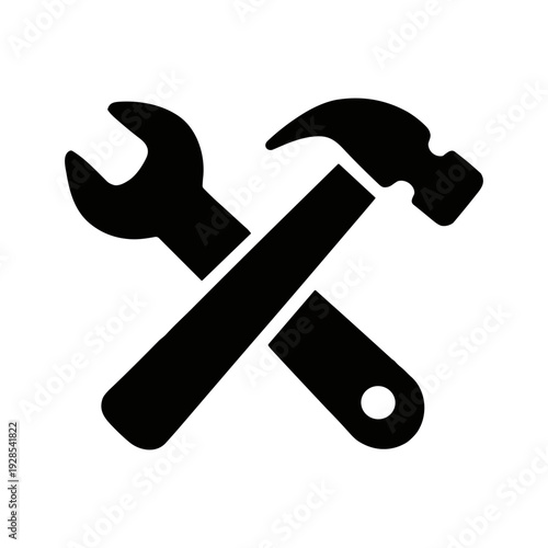 Tools and repair services solid black icon set vector illustration