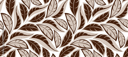 Seamless leaves pattern background. Hand draw autumn leaves pattern
