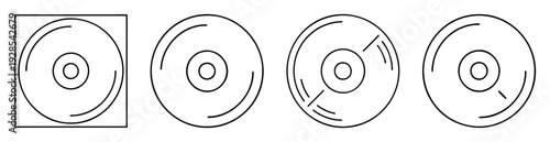 Collection of four concentric abstract circular designs within varying shapes