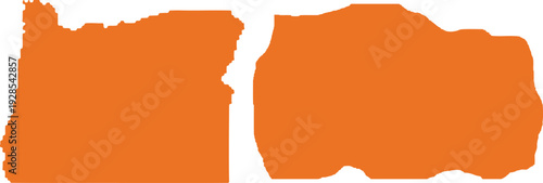 Set of Orange Torn Paper Edge Silhouette Vector Shapes - Blank Ripped Grunge Background and Copy Space Banner Elements isolated on Transparent.
