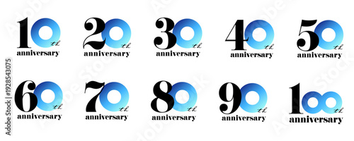 アニバーサリーロゴ_ブルー〜ライトブルー｜シンプル,信頼,清潔感,誠実｜IT,テクノロジー,SaaS,金融,保険,医療,バイオ,公共,インフラ,BtoB,スタートアップ,IR｜Anniversary Logo