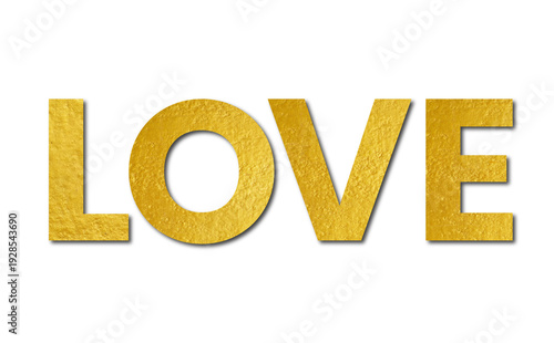 Golden LOVE Text Design with Luxury Metallic Texture for Romantic Branding